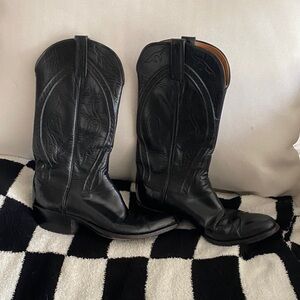 Lucchese Black Vintage Western Leather Boots